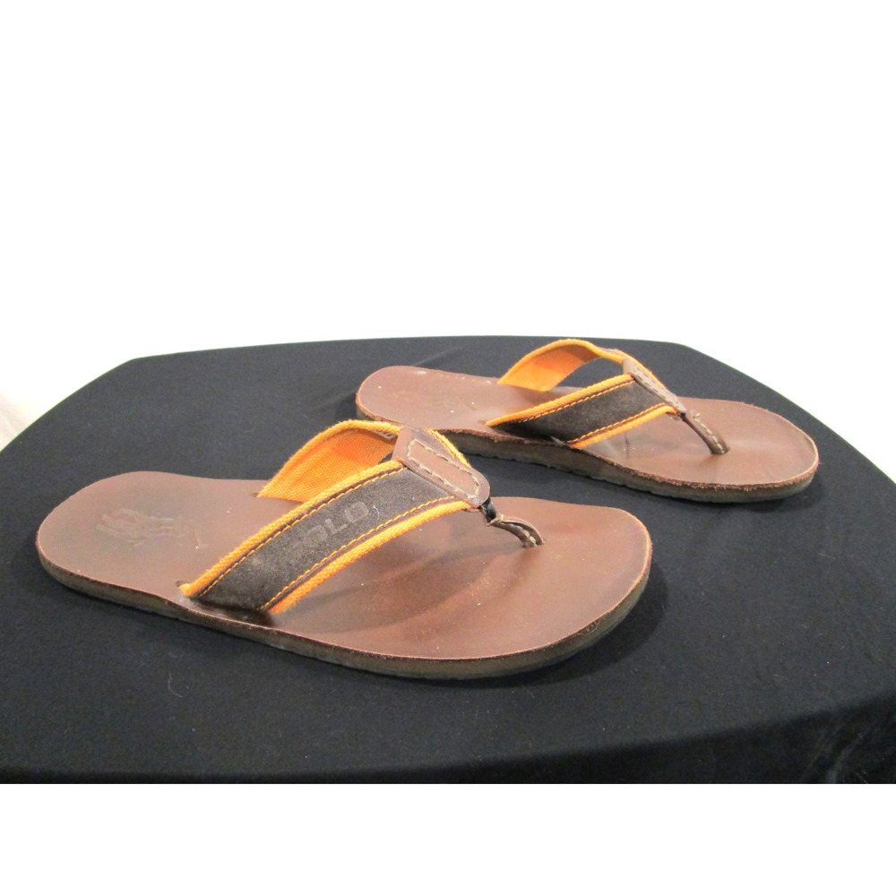 Polo Ralph Lauren Orange, Brown Suede Leather Thong Sandals Men Sz 12